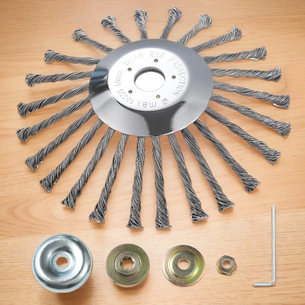 10inch Wire Brush Trimmer Head Universal Garden Weeding Brush Removal Rust with Adapter Kits Lawn Mower Brush Cutter Accessories
10inch Wire Brush Trimmer Head Universal Garden Weeding Brush Removal Rust with Adapter Kits Lawn Mower Brush Cutter Accessories