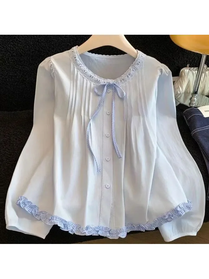 Loose Fit round Neck Long Sleeve Shirt Women's Spring Fashionable Unique Blue Ear Mushroom 2026 Original Design Straight Tube
Loose Fit round Neck Long Sleeve Shirt Women's Spring Fashionable Unique Blue Ear Mushroom 2026 Original Design Straight Tube
