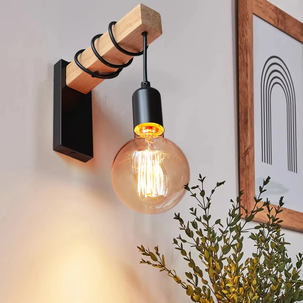 Retro Wood LED Wall Lamp E27 220V 110V Industrial Night Loft Light Fixtures Live Room Bedside Lamp Decor for Bathroom Restaurant
Retro Wood LED Wall Lamp E27 220V 110V Industrial Night Loft Light Fixtures Live Room Bedside Lamp Decor for Bathroom Restaurant