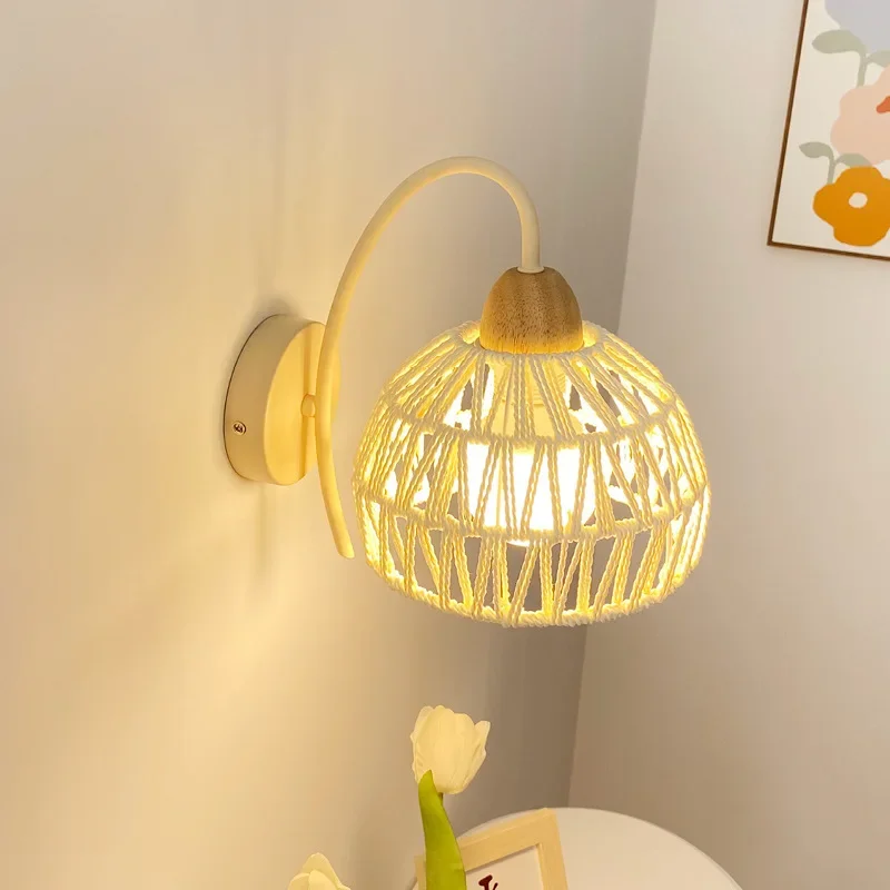 Wood Bedside Wall Lamp Rattan Lamp Bedroom Light Corridor Light Personalized B & B Nordic Cream Style French Lamp
Wood Bedside Wall Lamp Rattan Lamp Bedroom Light Corridor Light Personalized B & B Nordic Cream Style French Lamp