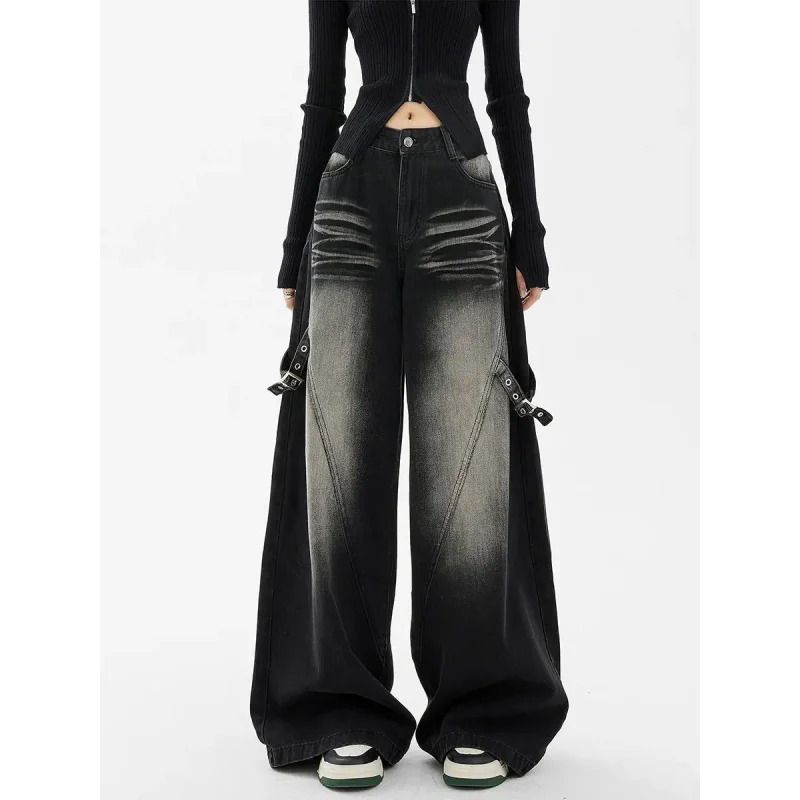 American style trendy men and women street washed straight leg jeans for couples in spring and autumn loose black casual pants
American style trendy men and women street washed straight leg jeans for couples in spring and autumn loose black casual pants