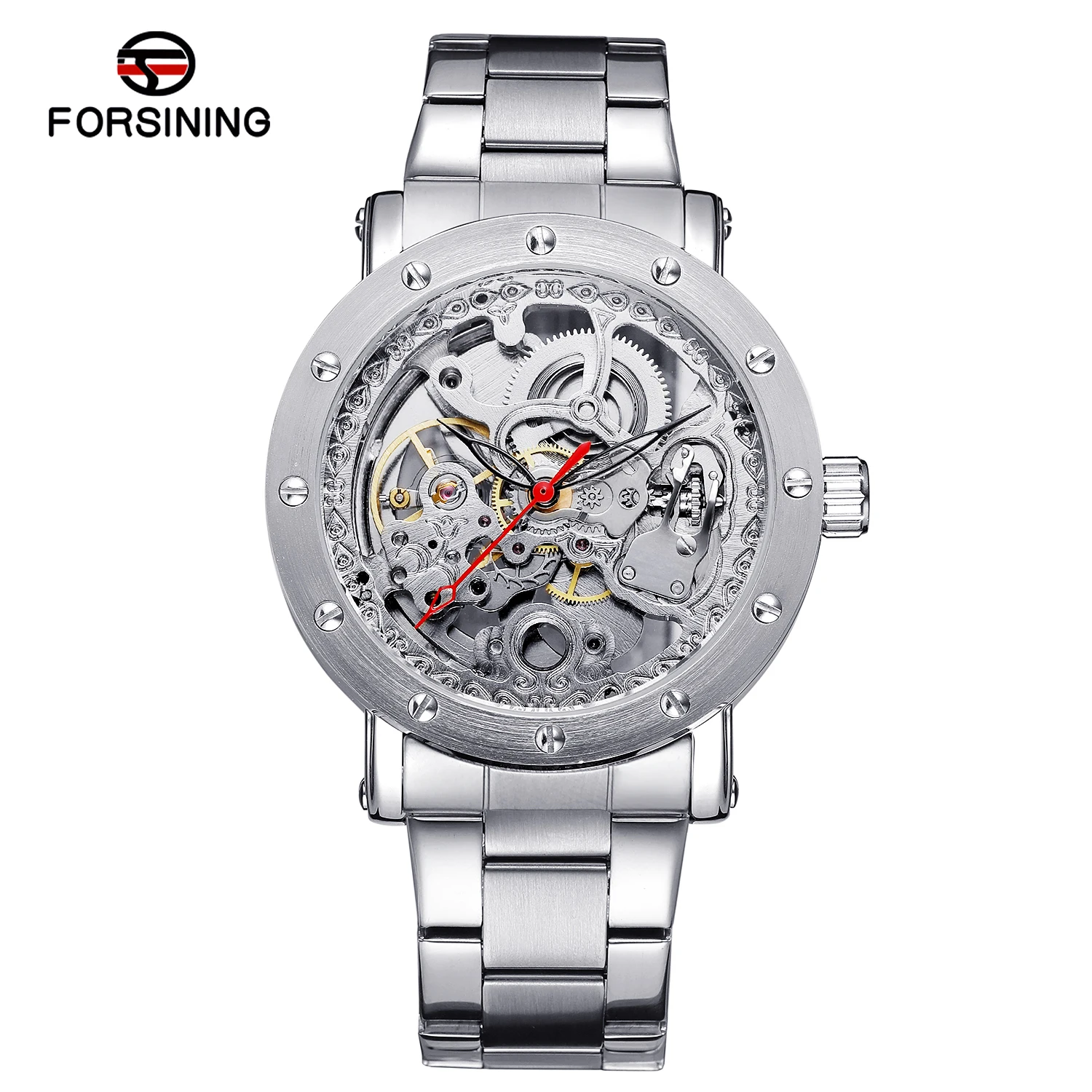 FORSINING Fashion Classic Men's Watches Skeleton Automatic Mechanical Rivet Inlay Engraving Steel Luxury Business Wristwatches
FORSINING Fashion Classic Men's Watches Skeleton Automatic Mechanical Rivet Inlay Engraving Steel Luxury Business Wristwatches