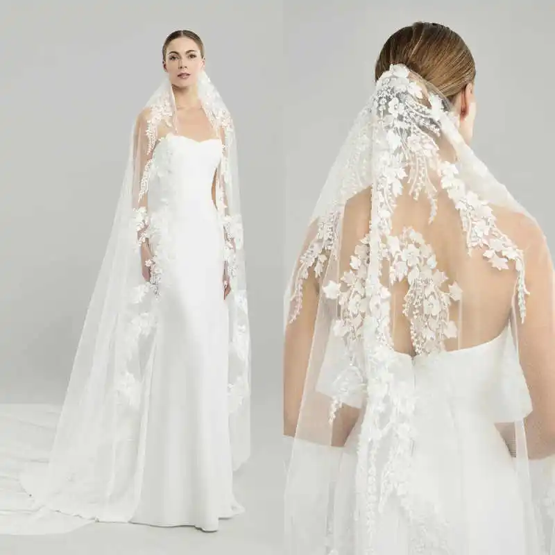 Gorgeous Lace Appliques Bridal Veils One Layer Soft Tulle 3M Cathedral Length Wedding Veils Customized Velo De Novia
Gorgeous Lace Appliques Bridal Veils One Layer Soft Tulle 3M Cathedral Length Wedding Veils Customized Velo De Novia
