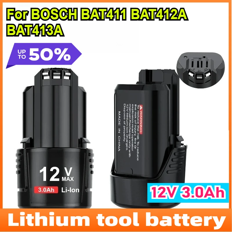 12V 3.0Ah Lithium Battery for BOSCH BAT411 BAT412A BAT413A D-70745GOP 2607336013 2607336014 PS20-2 Replacement Battery
12V 3.0Ah Lithium Battery for BOSCH BAT411 BAT412A BAT413A D-70745GOP 2607336013 2607336014 PS20-2 Replacement Battery