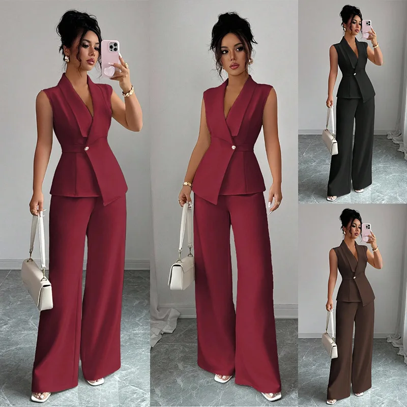 Elegant Fashionable Sleeveless Suit Straight Leg Pants Two-Piece Set Women's Clothing Long Trousers Other Material 100%
Elegant Fashionable Sleeveless Suit Straight Leg Pants Two-Piece Set Women's Clothing Long Trousers Other Material 100%