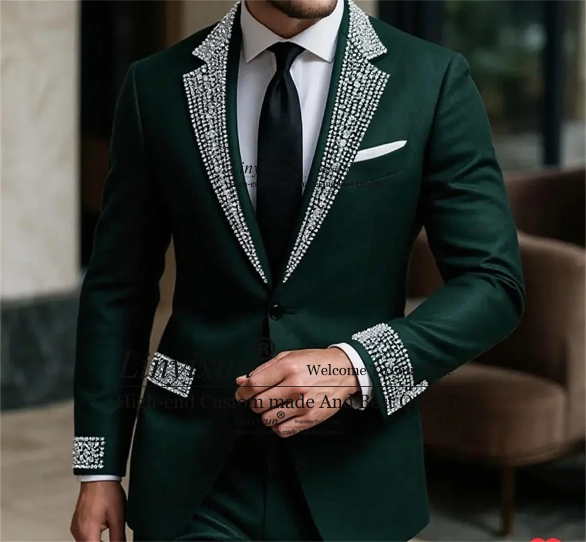 Fashion 2 Pieces Sets Wedding Suit For Men Customized Slim Fit Costume Groom Party Male Party Blazers Beaded Gem Ropa Hombre
Fashion 2 Pieces Sets Wedding Suit For Men Customized Slim Fit Costume Groom Party Male Party Blazers Beaded Gem Ropa Hombre