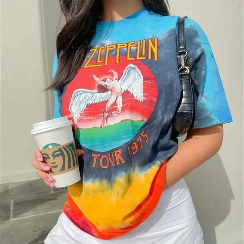 Tie-dye Angel Print Short Sleeve O-neck Pullover Women Summer Fashion Casual T-shirt Loose Plus Size Tops All-match Commute Tees
Tie-dye Angel Print Short Sleeve O-neck Pullover Women Summer Fashion Casual T-shirt Loose Plus Size Tops All-match Commute Tees
