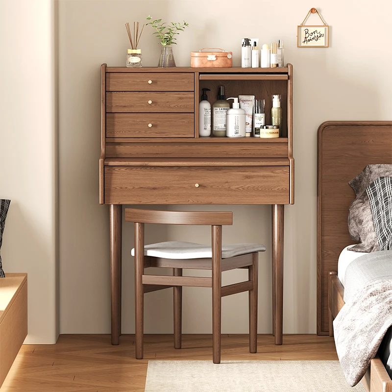 Nordic solid wood dresser with lamp mirror small apartment vanity cabinet and storage table
Nordic solid wood dresser with lamp mirror small apartment vanity cabinet and storage table