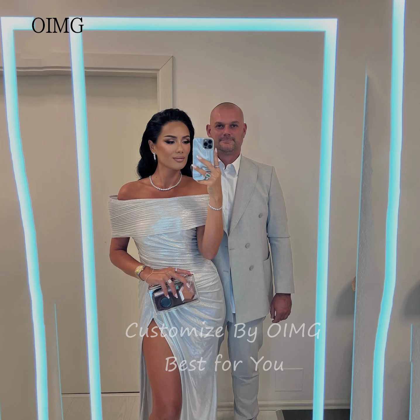 OIMG Shimmery Off The Shoulder Mermaid Prom Gowns Side Slit Party Gown Floor Length Evening Dress vestidos de festa Customized
OIMG Shimmery Off The Shoulder Mermaid Prom Gowns Side Slit Party Gown Floor Length Evening Dress vestidos de festa Customized