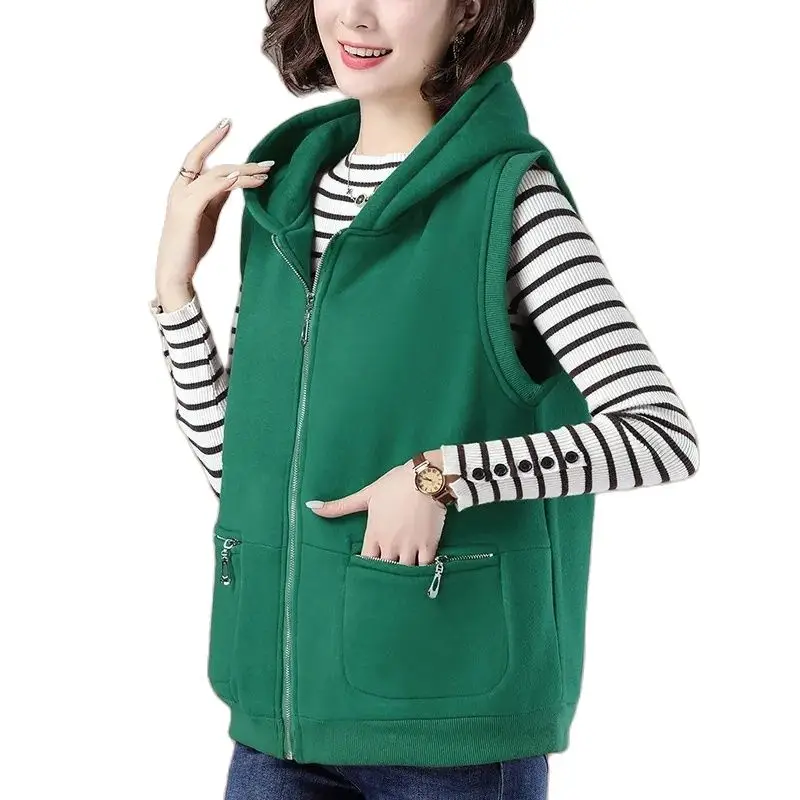 Nice Spring Autumn Women's Casual Hooded Vest Korean Loose Sleeveless Sweatshirt Female Waistcoat Green Sleeveless Jacket C
Nice Spring Autumn Women's Casual Hooded Vest Korean Loose Sleeveless Sweatshirt Female Waistcoat Green Sleeveless Jacket C