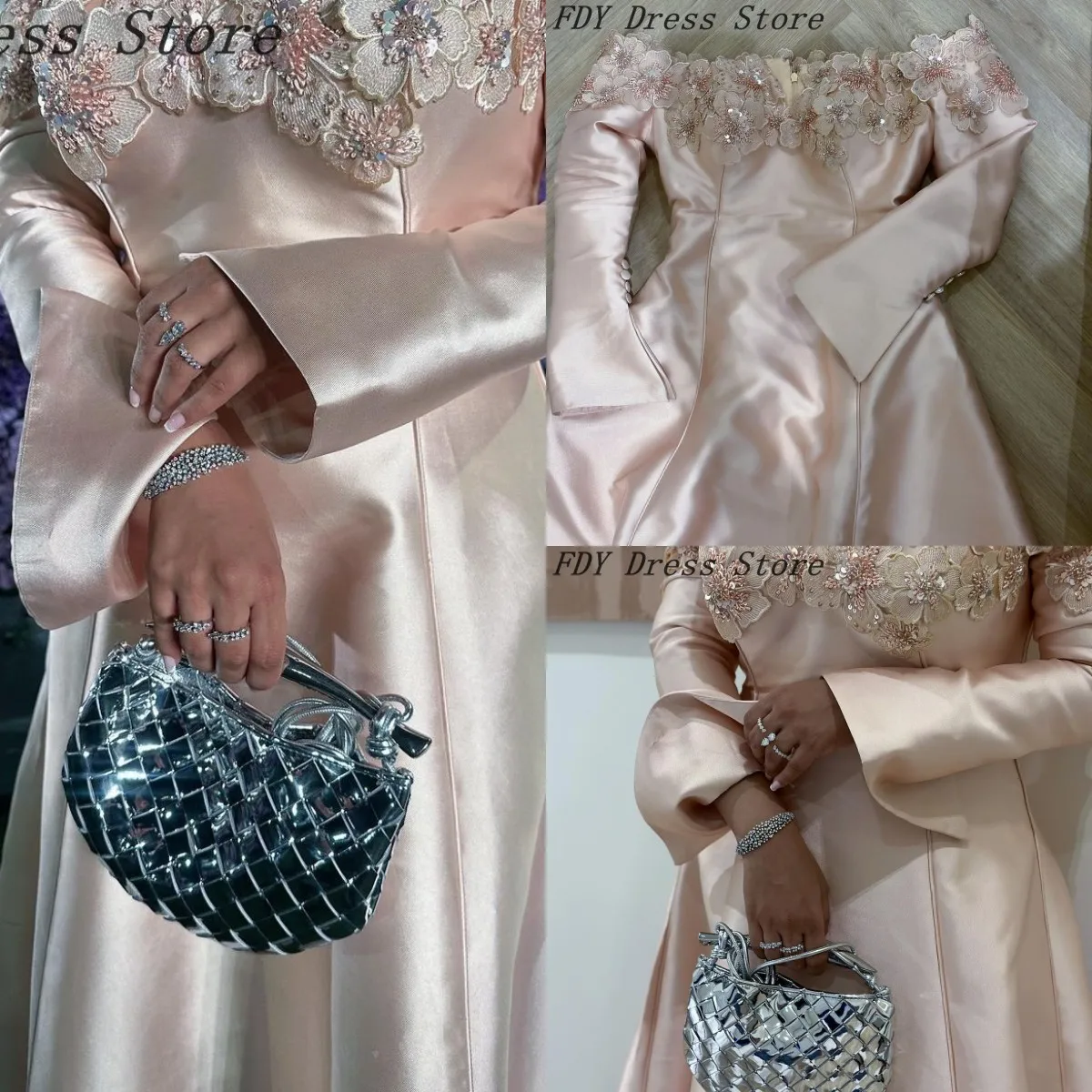 Customized Long Sleeves Evening Dresses Off The Shoulder Prom Dresses Beadings Flowers Ankle Length Formal Party Dresses
Customized Long Sleeves Evening Dresses Off The Shoulder Prom Dresses Beadings Flowers Ankle Length Formal Party Dresses