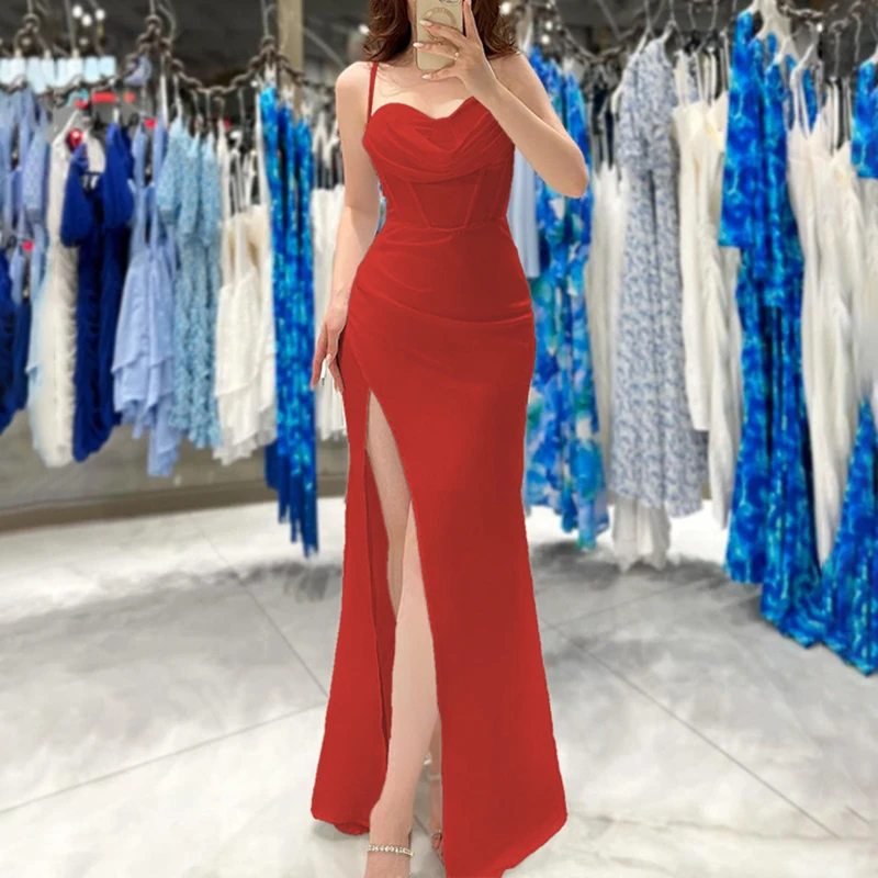 Elegant Pleated Slim Women's Party Dress 2024 Summer Sleeveless Suspenders High Split Dress Fashion Bandage Backless Long Dress
Elegant Pleated Slim Women's Party Dress 2024 Summer Sleeveless Suspenders High Split Dress Fashion Bandage Backless Long Dress