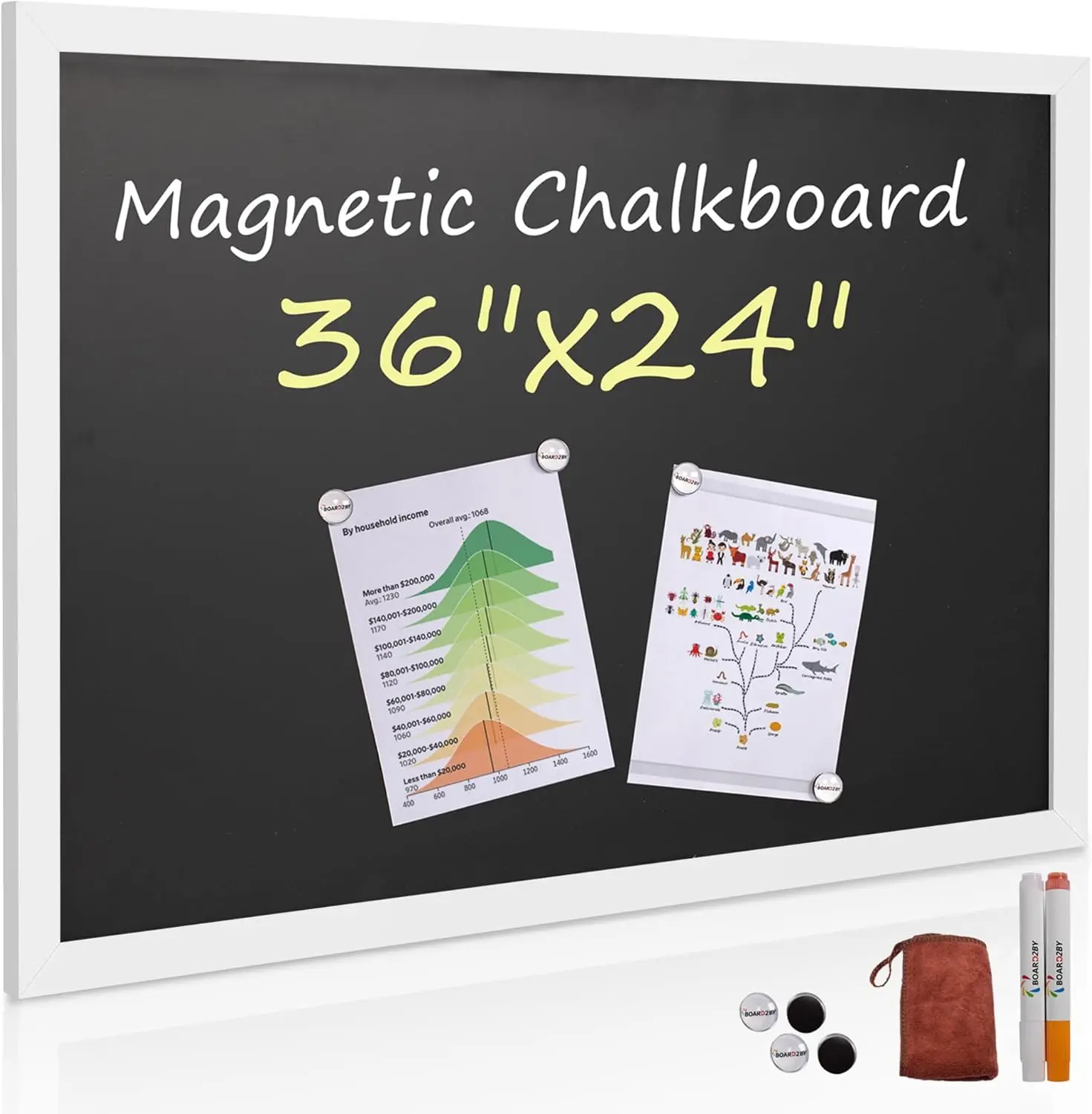 Large Magnetic Chalkboard 24x36, Rustic Wood Frame for Kids, Wedding Kitchen Menu Sign with Magnets, White
Large Magnetic Chalkboard 24x36, Rustic Wood Frame for Kids, Wedding Kitchen Menu Sign with Magnets, White