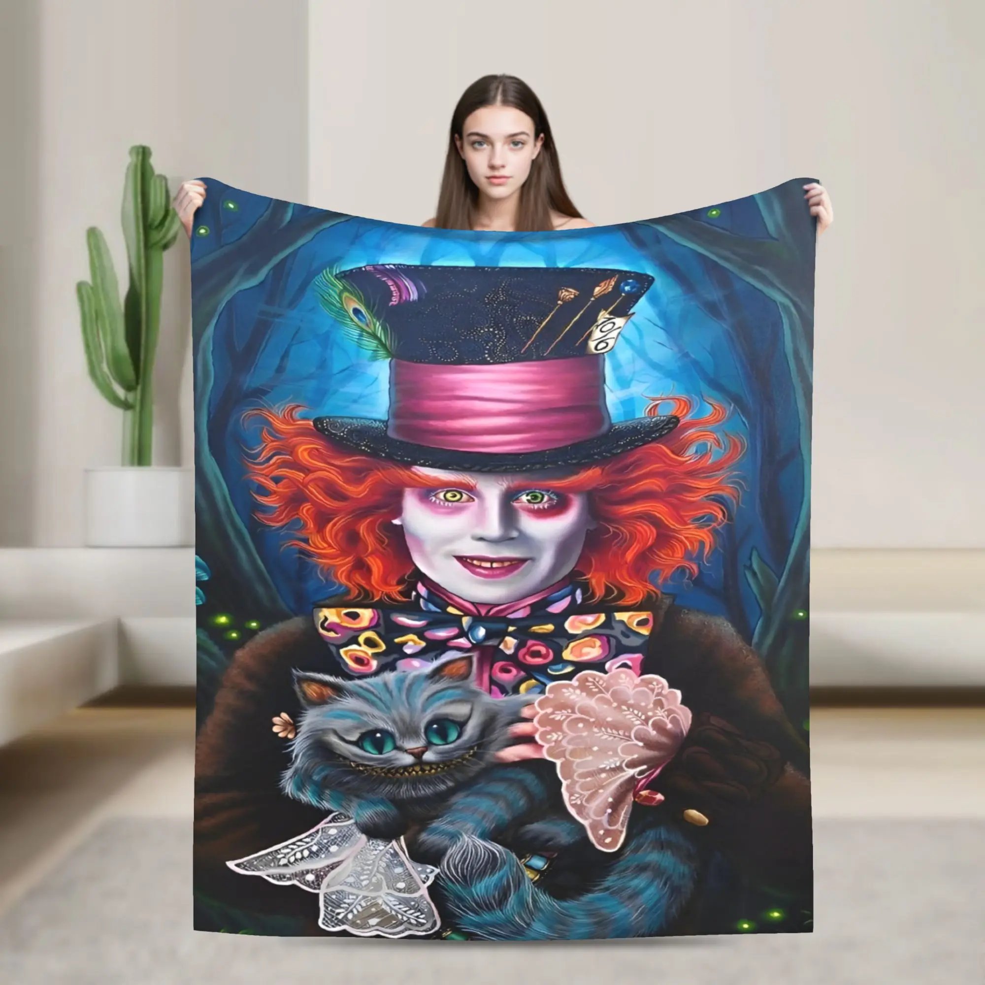 Cartoon Alice in Wonderland Cheshire Cat Blankets Fleece Funny Breathable Throw Blanket for Chair Covering Sofa Textile Decor
Cartoon Alice in Wonderland Cheshire Cat Blankets Fleece Funny Breathable Throw Blanket for Chair Covering Sofa Textile Decor