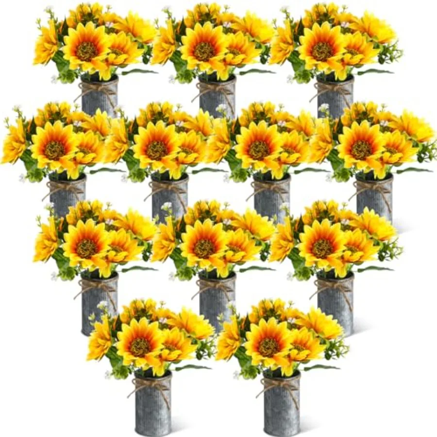 12 Sets Sunflowers Centerpieces for Tables Artificial Sunflower with Vase Rustic Faux Flower for Home Summer Spring Kitchen Dec
12 Sets Sunflowers Centerpieces for Tables Artificial Sunflower with Vase Rustic Faux Flower for Home Summer Spring Kitchen Dec