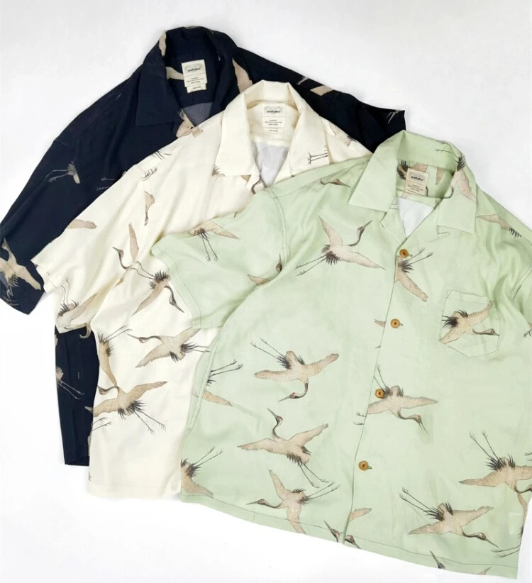 Crane Red-crowned Crane Short Sleeve Hawaiian Cuban Collar Vintage Loose Summer Silhouette Shirt
Crane Red-crowned Crane Short Sleeve Hawaiian Cuban Collar Vintage Loose Summer Silhouette Shirt