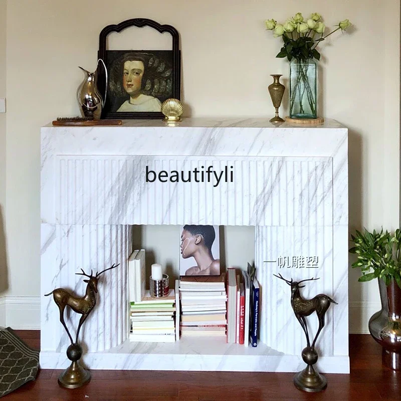 Marble fireplace French stone mantel, modern minimalist Nordic jazz white fireplace decorative cabinet B06 
Marble fireplace French stone mantel, modern minimalist Nordic jazz white fireplace decorative cabinet B06