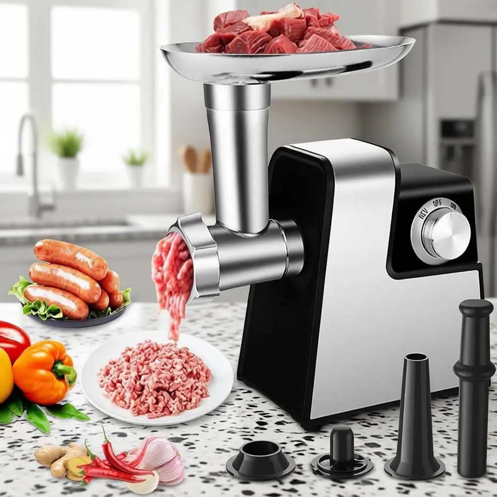 350W Electric Meat Grinder with Sausage, Dumpling, and Kubbe Kits
350W Electric Meat Grinder with Sausage, Dumpling, and Kubbe Kits