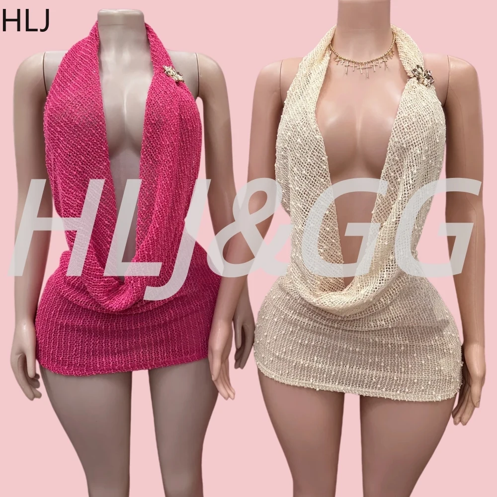HLJ Sexy Deep V Halter Knitting Bodycon Mini Dresses Women Sleeveless Backless Slim Vestidos Fashion See Though Dress Streetwear
HLJ Sexy Deep V Halter Knitting Bodycon Mini Dresses Women Sleeveless Backless Slim Vestidos Fashion See Though Dress Streetwear
