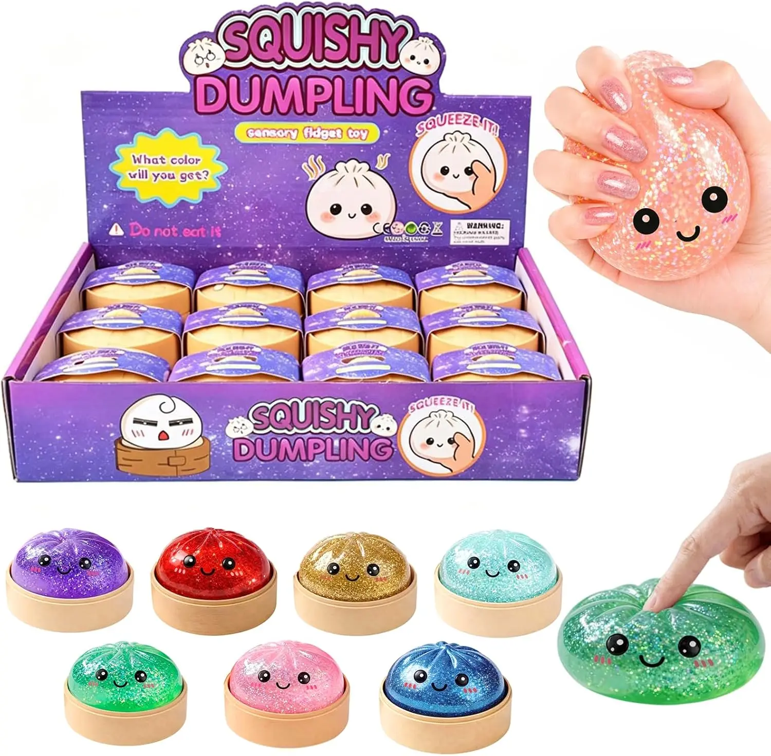 12PCS Glitter Dumpling Squishy, Mini Real Bun Dumplings Stress Relief Set Pack Box, Crazy Fun Balls Toys Fidget Cute Sensory for Anxiety Relief Toy Hand Relax, Birthday Gifts (Smiling)
12PCS Glitter Dumpling Squishy, Mini Real Bun Dumplings Stress Relief Set Pack Box, Crazy Fun Balls Toys Fidget Cute Sensory for Anxiety Relief Toy Hand Relax, Birthday Gifts (Smiling)