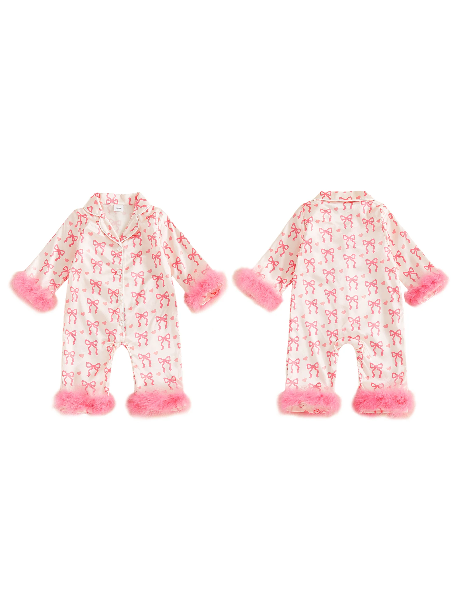 Adorable Infant Girl Pajama Set with Bow Print and Cozy Fuzzy Trim Long Sleeve Button-up Romper for Spring and Fall Bedtime
Adorable Infant Girl Pajama Set with Bow Print and Cozy Fuzzy Trim Long Sleeve Button-up Romper for Spring and Fall Bedtime