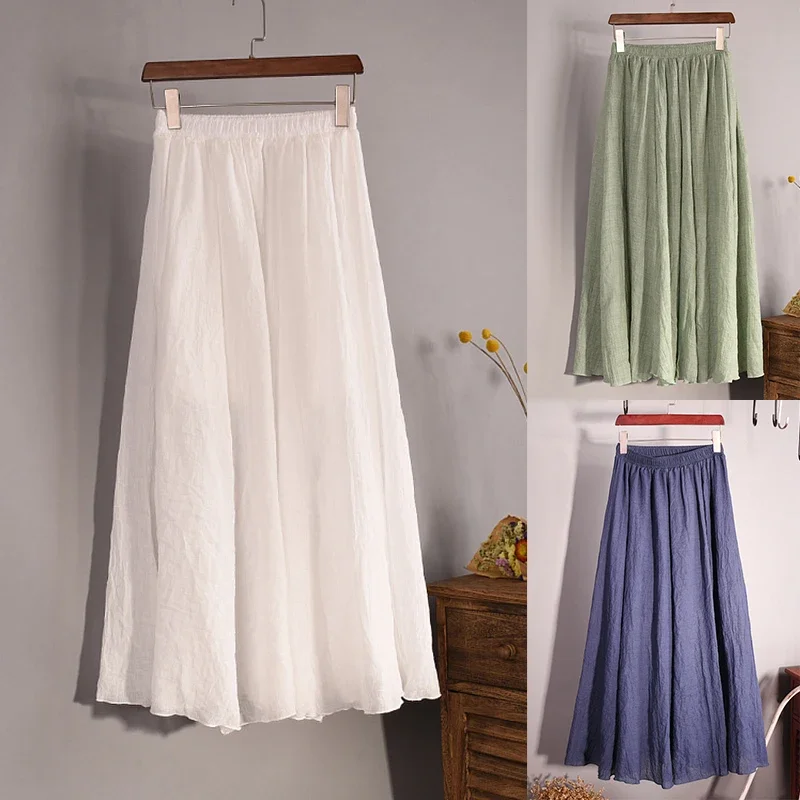 Vintage Solid Pleated Long Skirts Cotton Linen Maxi Skirt for Women Summer Elastic Waist Girls Boho Beach Skirt A-Line Skirt
Vintage Solid Pleated Long Skirts Cotton Linen Maxi Skirt for Women Summer Elastic Waist Girls Boho Beach Skirt A-Line Skirt