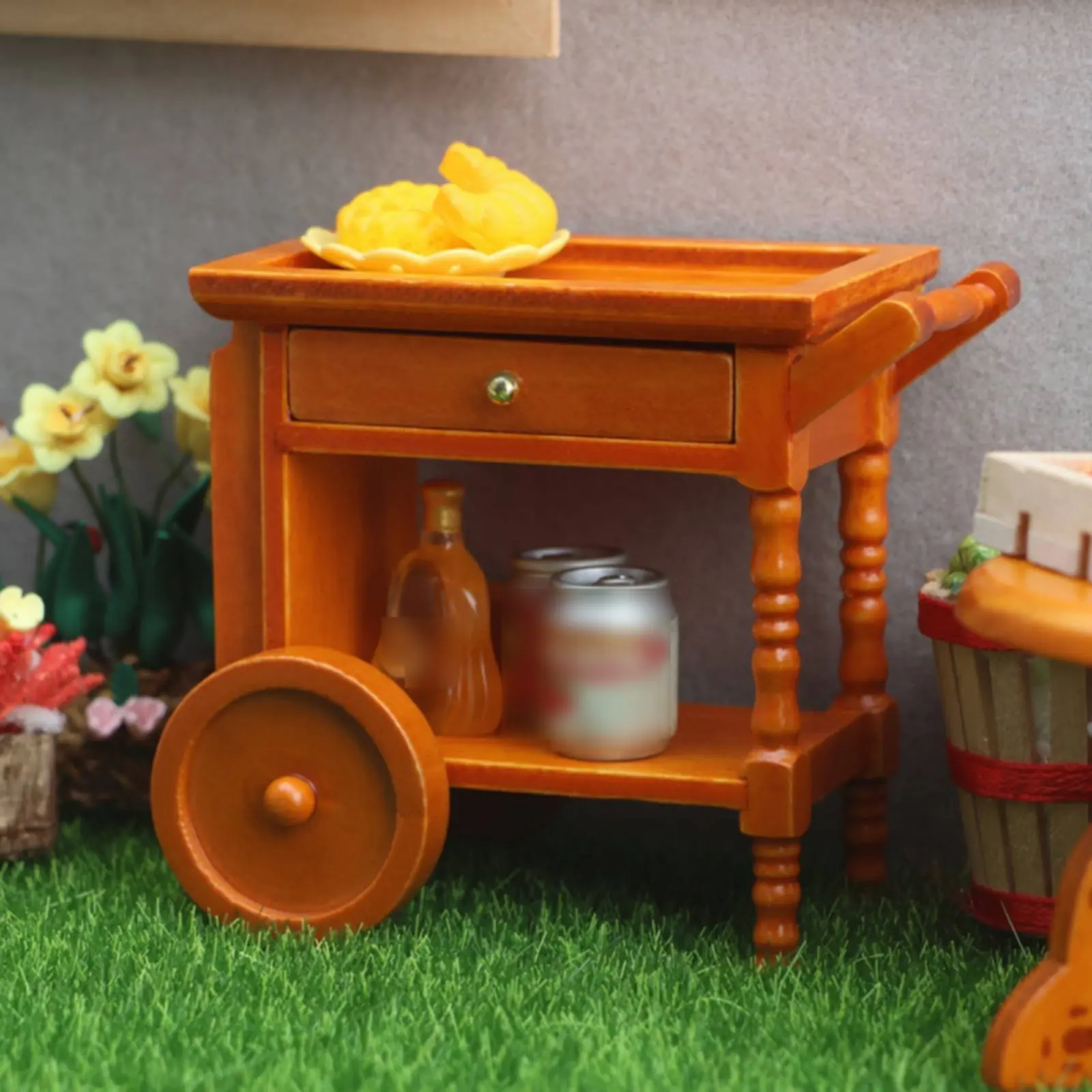 1:12 Dollhouse Handcart with Wheels Vintage Restaurant Handcart Mini Wooden Trolley for Model Hobbyists
1:12 Dollhouse Handcart with Wheels Vintage Restaurant Handcart Mini Wooden Trolley for Model Hobbyists