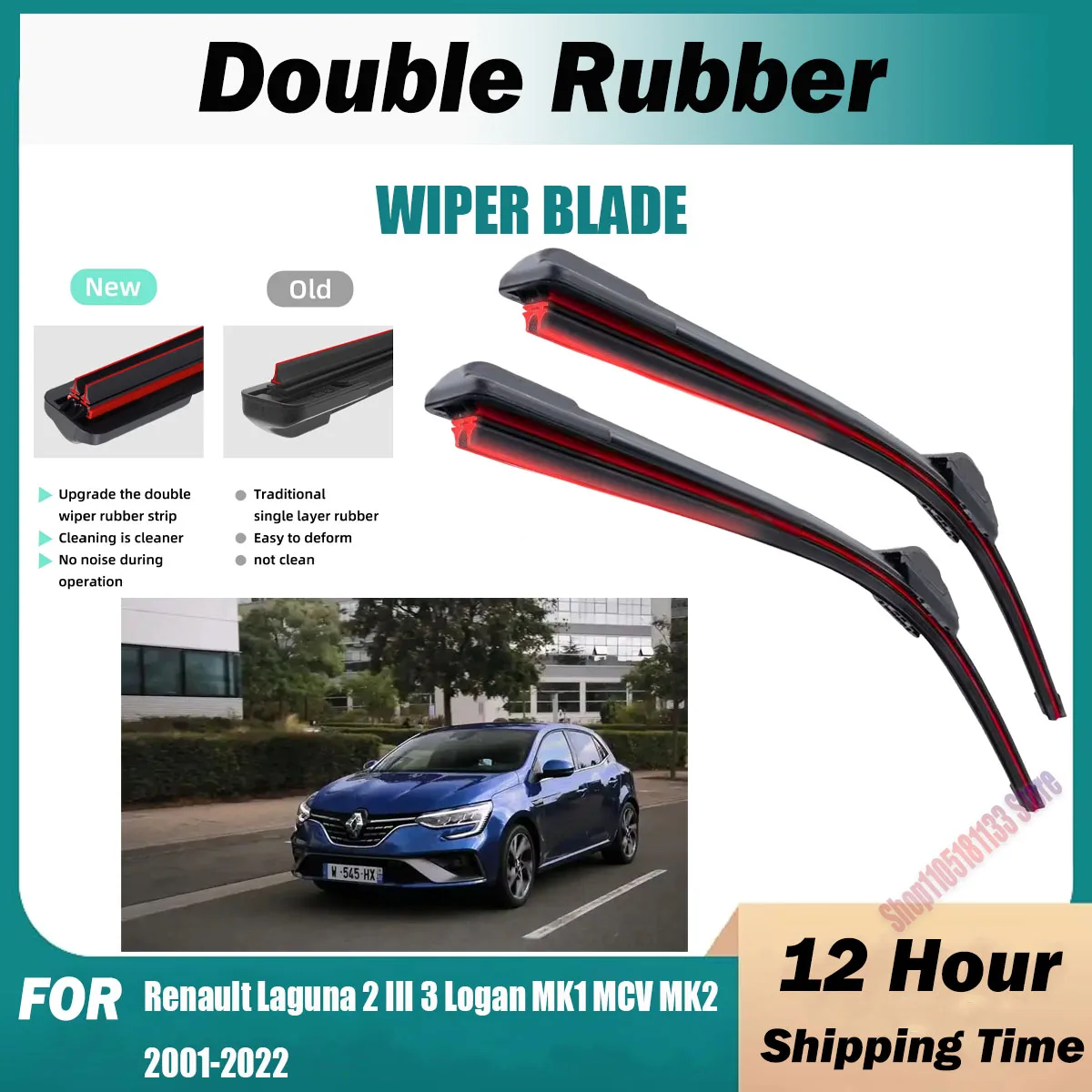 Double Rubber Car Wiper For Renault Laguna 2 III 3 Logan MK1 MCV MK2 Front Wiper Blades Brushes Cutter Accessories Windscreen
Double Rubber Car Wiper For Renault Laguna 2 III 3 Logan MK1 MCV MK2 Front Wiper Blades Brushes Cutter Accessories Windscreen