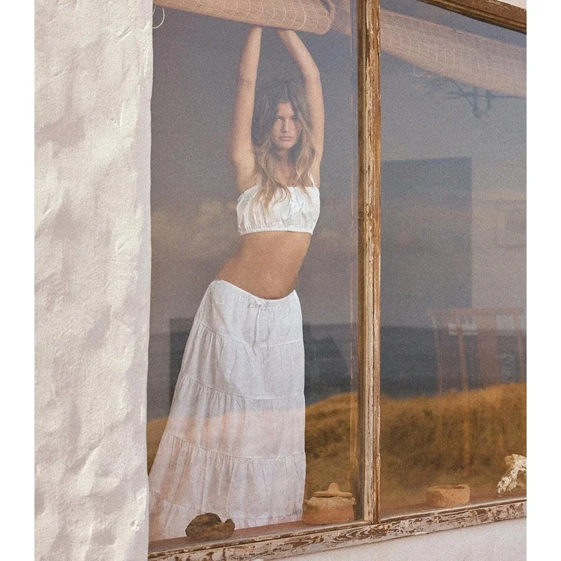 Spring Summer Women's Cotton Straight Collar Svel Top And Long Skirt Layering Ensemble Faionable Two-Piece Suit
Spring Summer Women's Cotton Straight Collar Svel Top And Long Skirt Layering Ensemble Faionable Two-Piece Suit