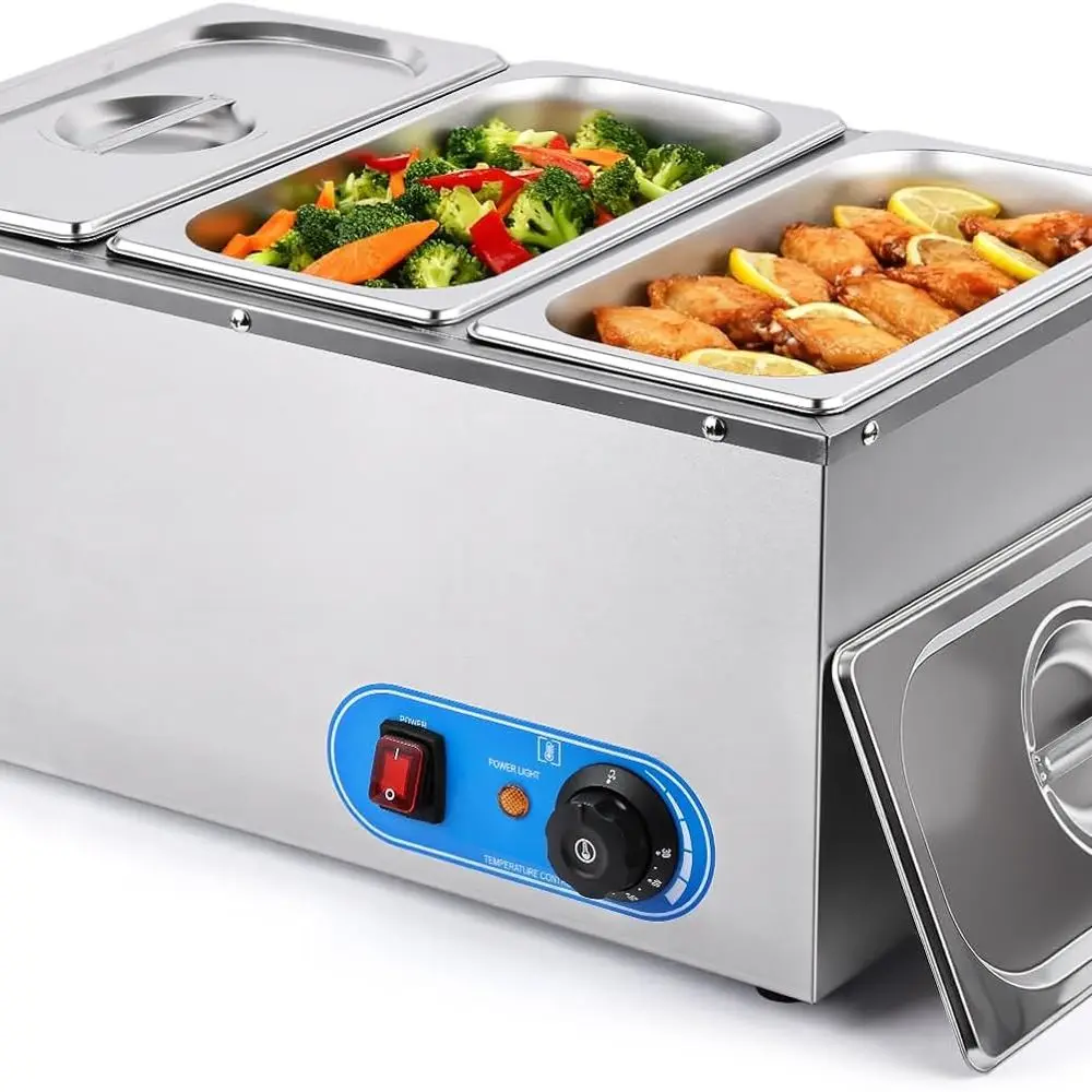 Подогреватель еды 1500 Вт Паровой стол из нержавеющей стали Подогреватель еды | 3-х крышек, 1/3 кастрюли, регулируемая температура, встроенный смеситель | для ресторана
Подогреватель еды 1500 Вт Паровой стол из нержавеющей стали Подогреватель еды | 3-х крышек, 1/3 кастрюли, регулируемая температура, встроенный смеситель | для ресторана