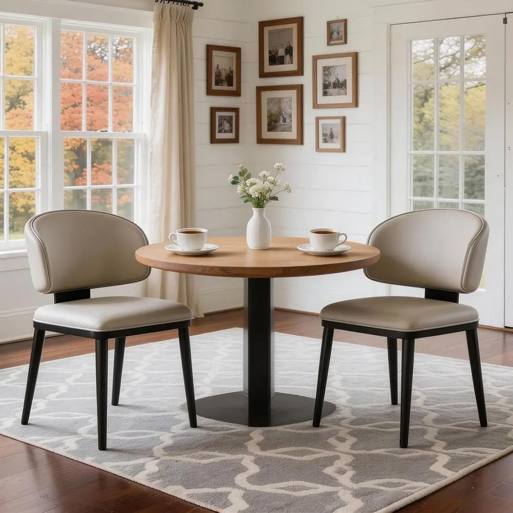 Upholstered Leatherette Dining Chairs Set of 2, Curved Back Design, Easy Assembly & Cleaning, Suitable for Kitchen or Dining Roo
Upholstered Leatherette Dining Chairs Set of 2, Curved Back Design, Easy Assembly & Cleaning, Suitable for Kitchen or Dining Roo