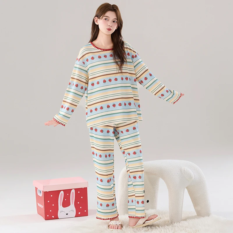 Большой размер M-4XL, весенне-осенние женские трикотажные хлопковые повседневные пижамы, женские полосатые пижамы с длинными рукавами
Большой размер M-4XL, весенне-осенние женские трикотажные хлопковые повседневные пижамы, женские полосатые пижамы с длинными рукавами