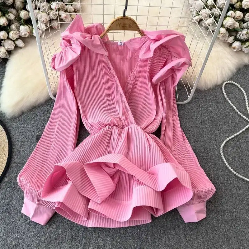 BabYoung 2025 Spring New V-Neck Pleated Blouses Vintage Ruffles Slim Waist Blusas Mujer Y2k Long Sleeve 3D Petal Shirts Women
BabYoung 2025 Spring New V-Neck Pleated Blouses Vintage Ruffles Slim Waist Blusas Mujer Y2k Long Sleeve 3D Petal Shirts Women