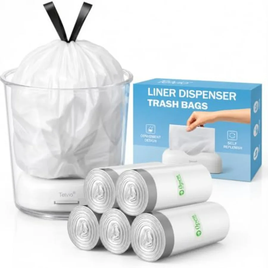 110 PCS 4 Gallon Drawstring Trash Bags with A Dispenser, Small Trash Can Bin Liners for Bathroom, Bedroom, Office, Kitchen, Whi
110 PCS 4 Gallon Drawstring Trash Bags with A Dispenser, Small Trash Can Bin Liners for Bathroom, Bedroom, Office, Kitchen, Whi