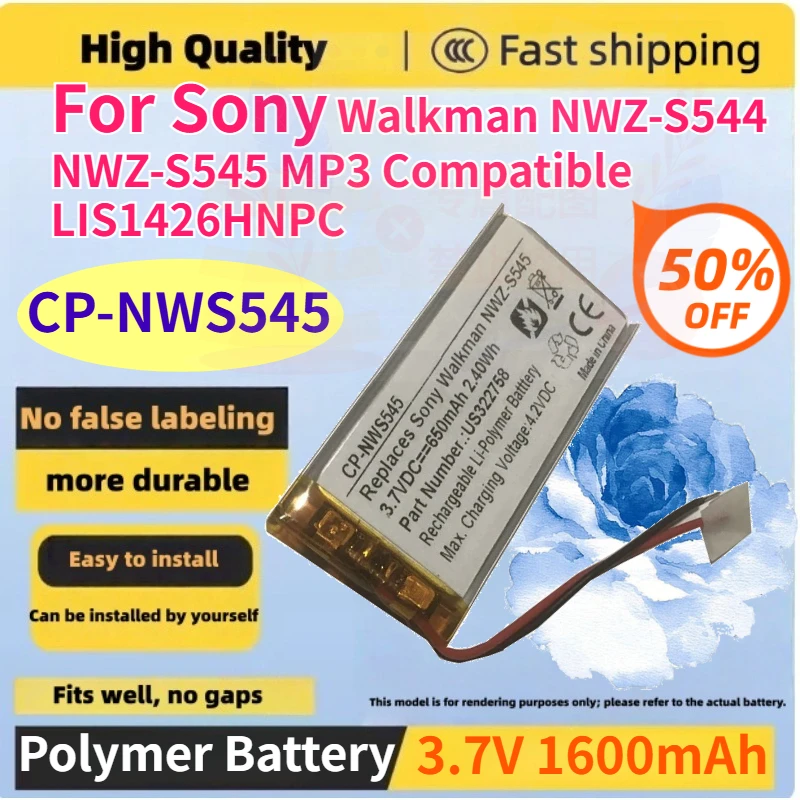 3.7V 650mAh CP-NWS545 Li-Polymer Battery for Sony Walkman NWZ-S544 NWZ-S545 MP3 Compatible LIS1426HNPC Rechargeable Batteries
3.7V 650mAh CP-NWS545 Li-Polymer Battery for Sony Walkman NWZ-S544 NWZ-S545 MP3 Compatible LIS1426HNPC Rechargeable Batteries