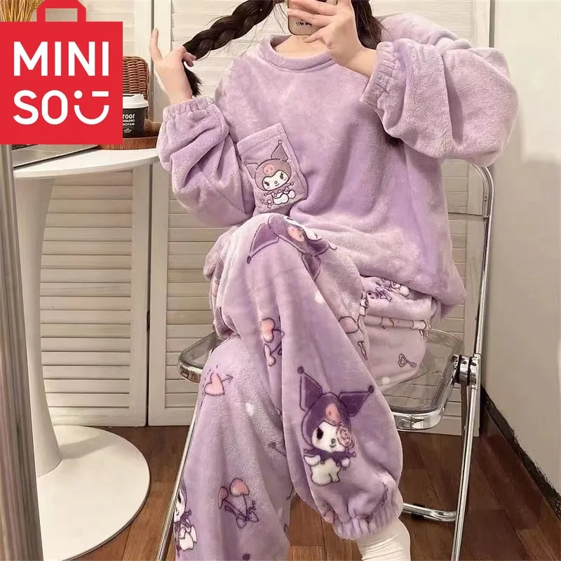 MINISO Kuromi Pajama Sets Women Winter Warm Plush Cute Sleepwear Print Pajama Cartoon Home Clothes Valentine'S Day Gift Soft
MINISO Kuromi Pajama Sets Women Winter Warm Plush Cute Sleepwear Print Pajama Cartoon Home Clothes Valentine'S Day Gift Soft