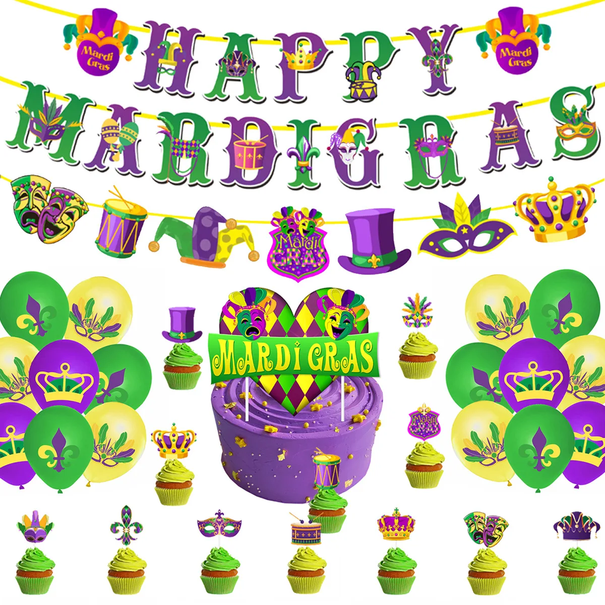 Brazilian Carnival Festival Theme Decorations MARDI GRAS Banners Flag Balloons Cake Picks Set
Brazilian Carnival Festival Theme Decorations MARDI GRAS Banners Flag Balloons Cake Picks Set