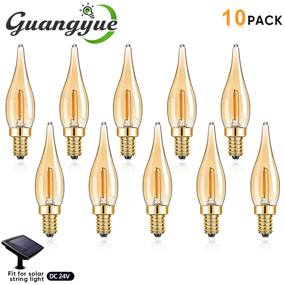 E14 Candle Vintage LED Lamp DC 12-24V Retro Filament RV Camping Lights 1W Replacement Bulb for Outdoor Solar String Lights
E14 Candle Vintage LED Lamp DC 12-24V Retro Filament RV Camping Lights 1W Replacement Bulb for Outdoor Solar String Lights