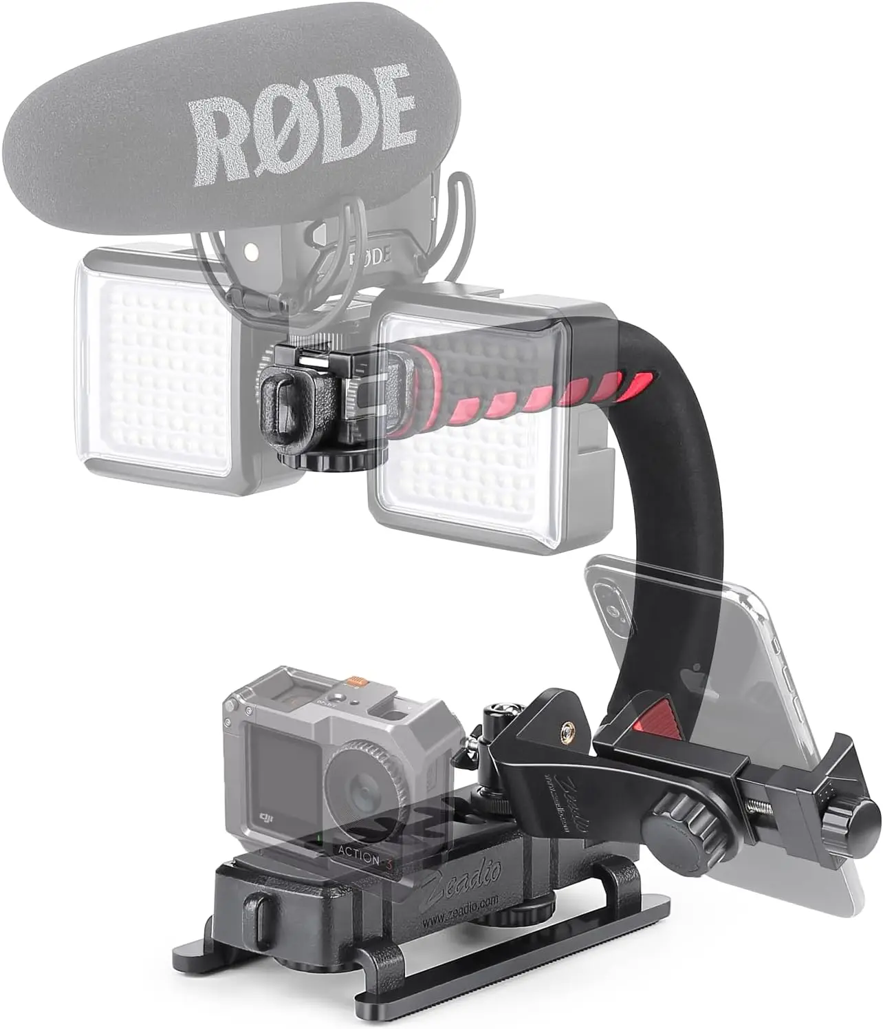 Handheld Video Stabilizer with Triple Cold-Shoe Grip, 360° Ball Head Mount for Smartphones and Cameras
Handheld Video Stabilizer with Triple Cold-Shoe Grip, 360° Ball Head Mount for Smartphones and Cameras