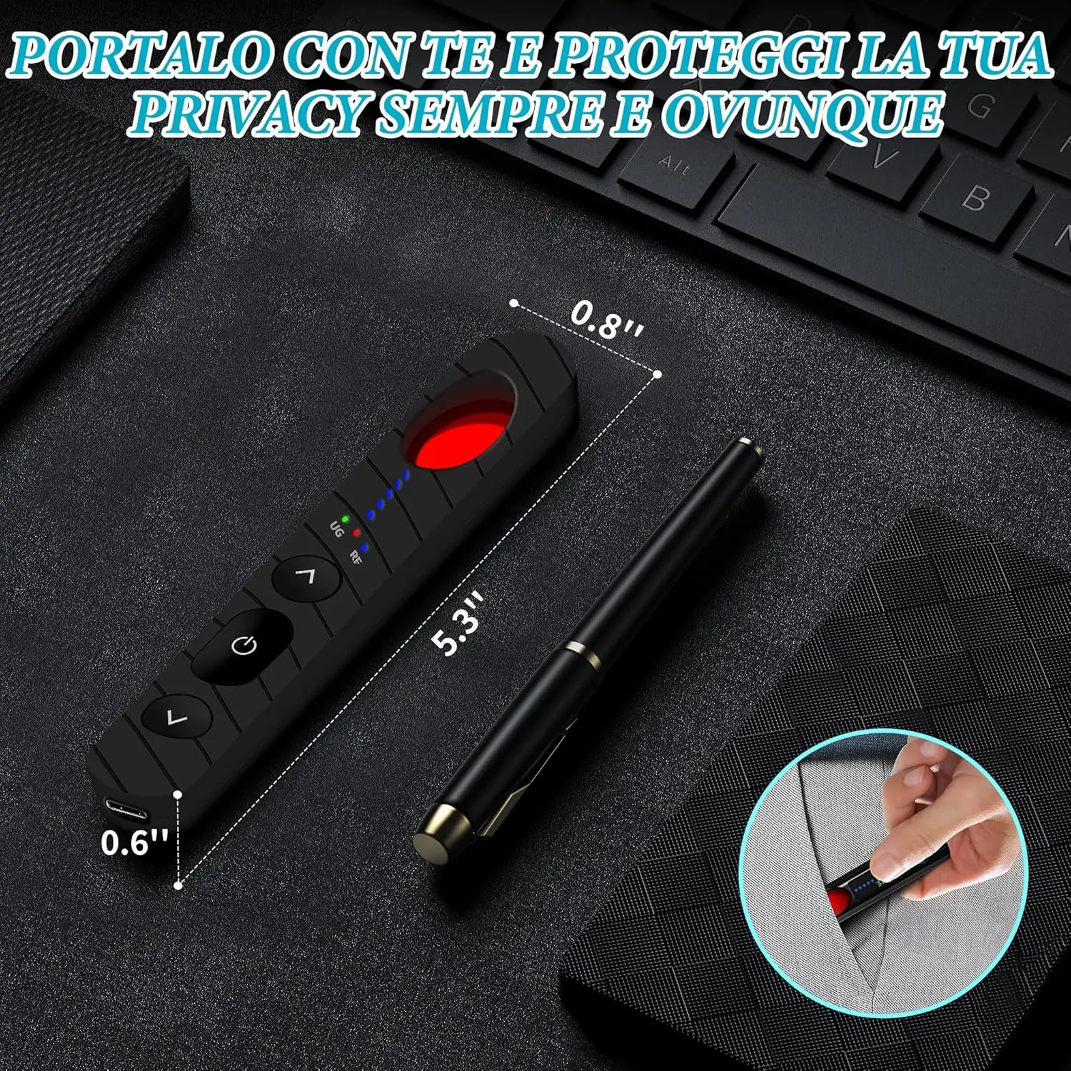 Hotel Camera Detector,hacker appliance Detection,4-in-1 Mini Bug camera Scanner ,Spy Gadgets Detector for Hotel,Travel,Meeting
Hotel Camera Detector,hacker appliance Detection,4-in-1 Mini Bug camera Scanner ,Spy Gadgets Detector for Hotel,Travel,Meeting