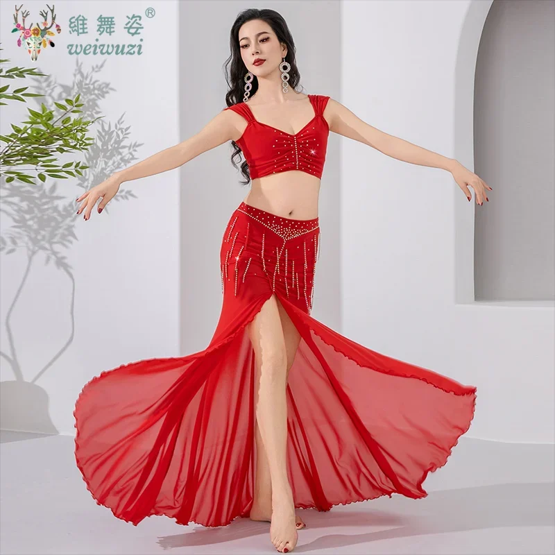 Belly Dance Performance Costume Adult Women LuxurySexy Rhinestones Mesh Top+Split Skirt 2pcs Folk Oriental Dance Practice Outfit
Belly Dance Performance Costume Adult Women LuxurySexy Rhinestones Mesh Top+Split Skirt 2pcs Folk Oriental Dance Practice Outfit
