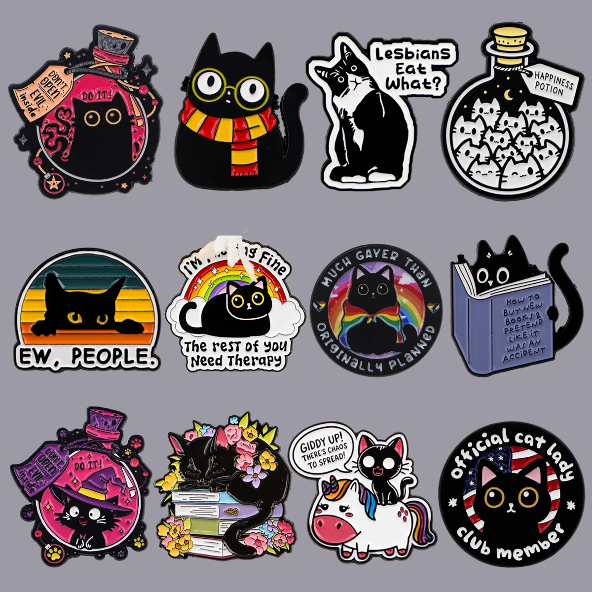 10pcs/set Cute Witch Cats Enamel Pin Cartoon Big Eyes Black Kitties Animal Brooches on Clothes Badge Consume Jewelry Party Gifts
10pcs/set Cute Witch Cats Enamel Pin Cartoon Big Eyes Black Kitties Animal Brooches on Clothes Badge Consume Jewelry Party Gifts