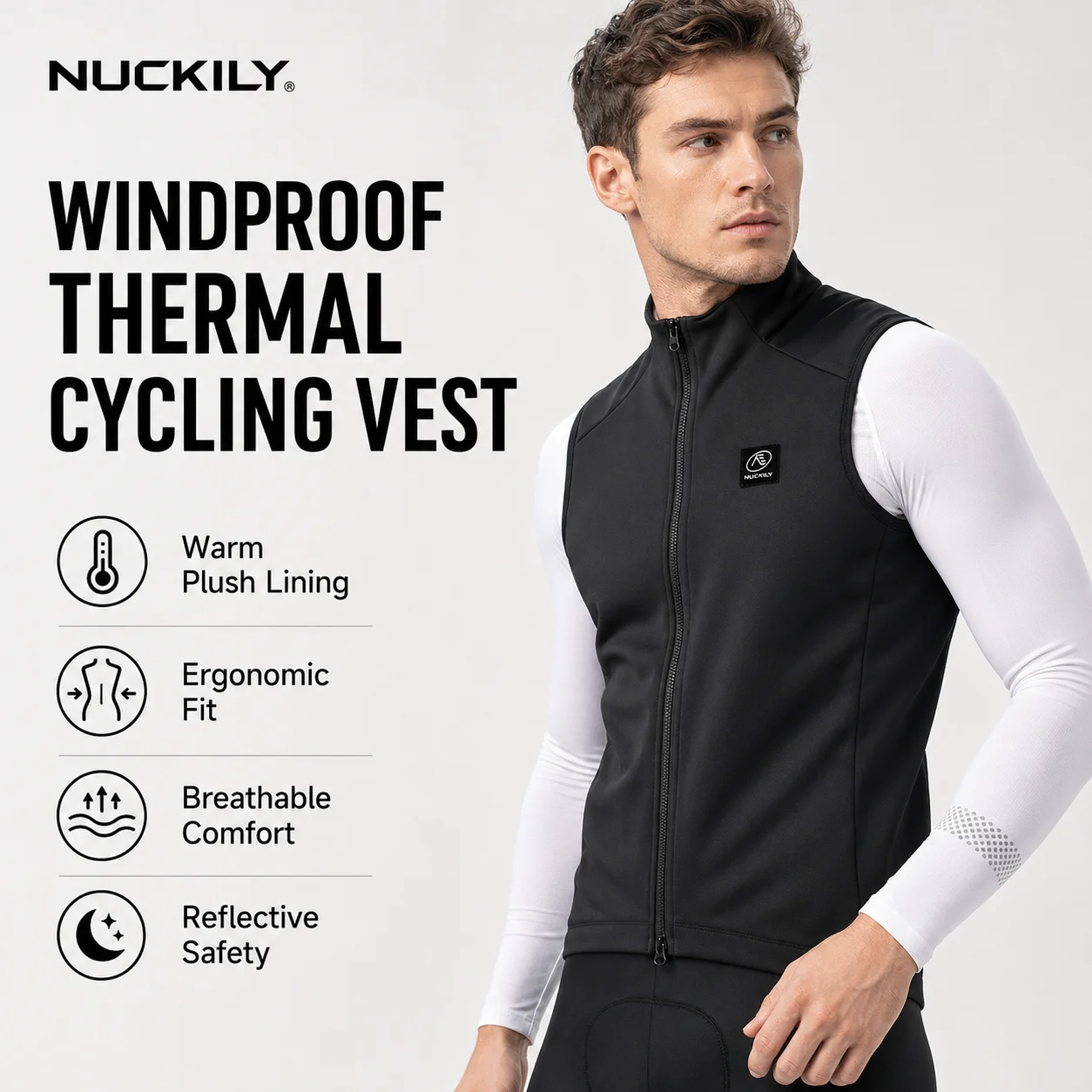 NUCKILY Men Cycling Vest Windproof Thermal Fleece Bike Gilet Winter Road MTB Sleeveless Jersey YKK Zipper Rear Pockets
NUCKILY Men Cycling Vest Windproof Thermal Fleece Bike Gilet Winter Road MTB Sleeveless Jersey YKK Zipper Rear Pockets