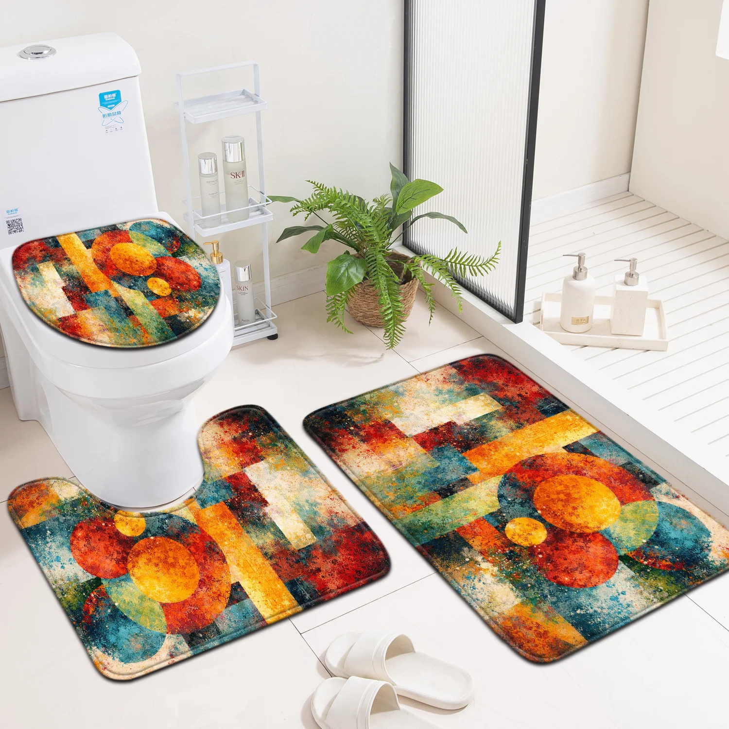 3pcs Bathroom Mat Set, Mottled Color Round Mat, Home Decor Entryway Doormat, Toilet Lid Cover and Bathroom Accessories Set
3pcs Bathroom Mat Set, Mottled Color Round Mat, Home Decor Entryway Doormat, Toilet Lid Cover and Bathroom Accessories Set