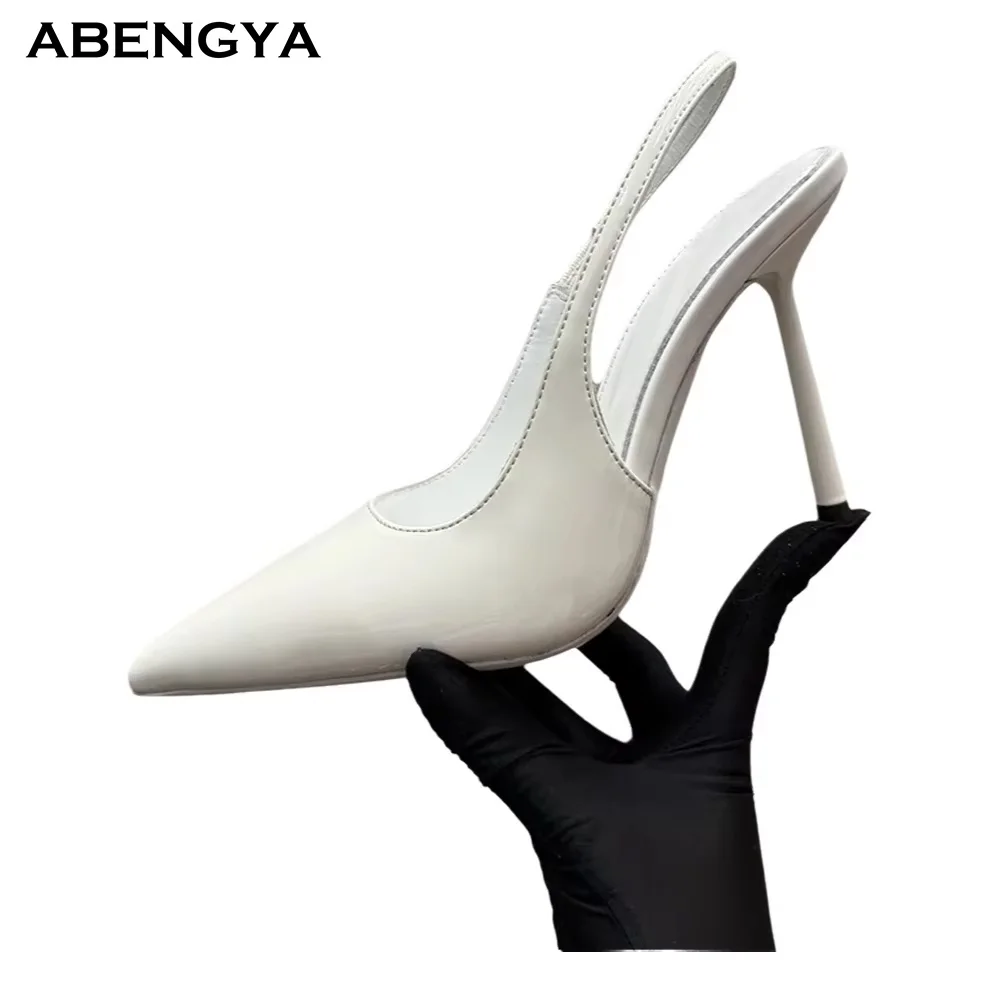 Designer White Leather High Heel Shoes Woman Pointy Toe Slingback Mules Dress Shoes Summer Fashion Party Banquet Shoes For Women
Designer White Leather High Heel Shoes Woman Pointy Toe Slingback Mules Dress Shoes Summer Fashion Party Banquet Shoes For Women
