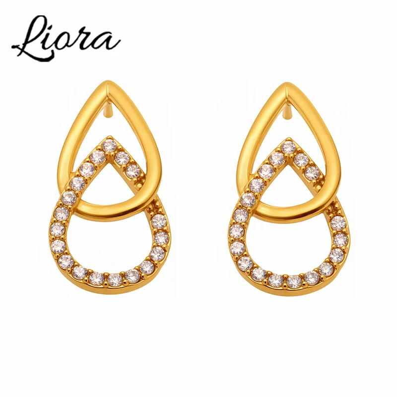 Liora Double Layer Water Drop Zircon Stainless Steel Stud Earrings For Women Gold Plated Hypoallergenic Wedding Summer Jewelry
Liora Double Layer Water Drop Zircon Stainless Steel Stud Earrings For Women Gold Plated Hypoallergenic Wedding Summer Jewelry