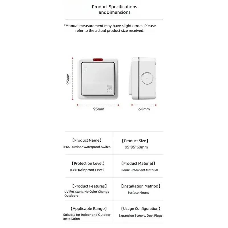 ABRU-Kitchen Bathroom Outdoor Universal IP66 16A Waterproof Switch Electrical Doorbell 110-250V Power Adapter A Switch
ABRU-Kitchen Bathroom Outdoor Universal IP66 16A Waterproof Switch Electrical Doorbell 110-250V Power Adapter A Switch