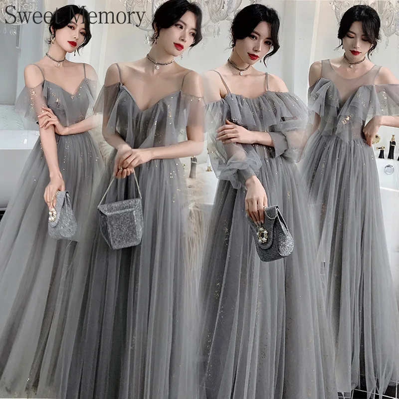 F288 Customized Dark Grey Formal Evening Dress Sweet Memory Bride Sisters Robe Graduation Gown Mesh Tulle Wedding Gust Dress
F288 Customized Dark Grey Formal Evening Dress Sweet Memory Bride Sisters Robe Graduation Gown Mesh Tulle Wedding Gust Dress