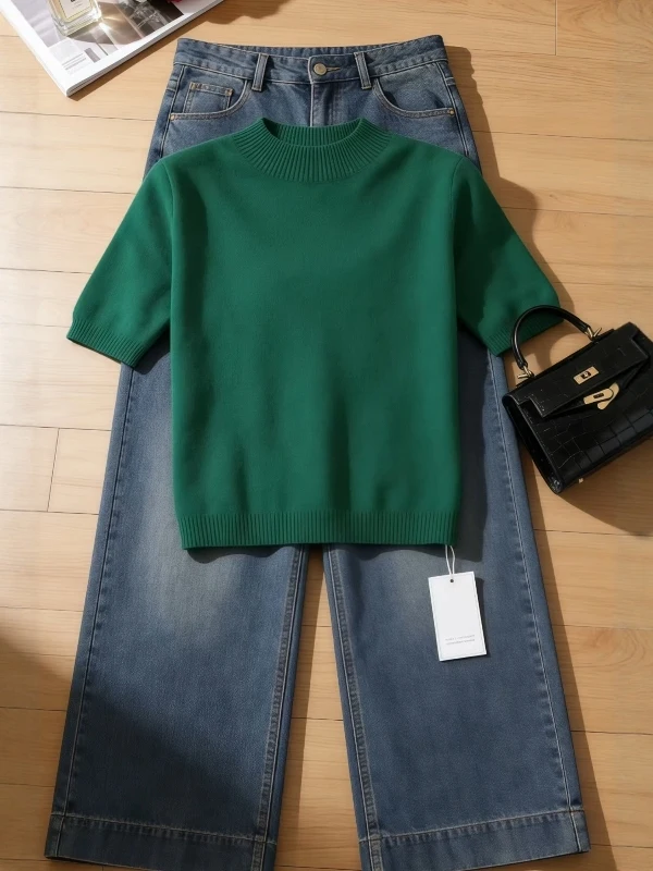 Korean Style Loose Short Sleeve Knitwear Women's Summer New plus Size Fashionable Versatile Slimming Top Comfortable Fit
Korean Style Loose Short Sleeve Knitwear Women's Summer New plus Size Fashionable Versatile Slimming Top Comfortable Fit