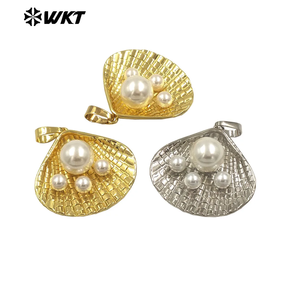 WT-JP399 Wholesale New Arrival Three Manmade Pearl Pendant Gold/Silver Plated Shell Shape For Women Jewelry Making Accessory
WT-JP399 Wholesale New Arrival Three Manmade Pearl Pendant Gold/Silver Plated Shell Shape For Women Jewelry Making Accessory